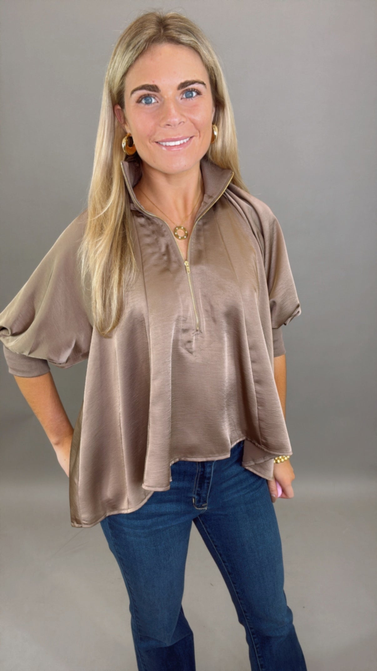 Zip Vogue Top (mocha)