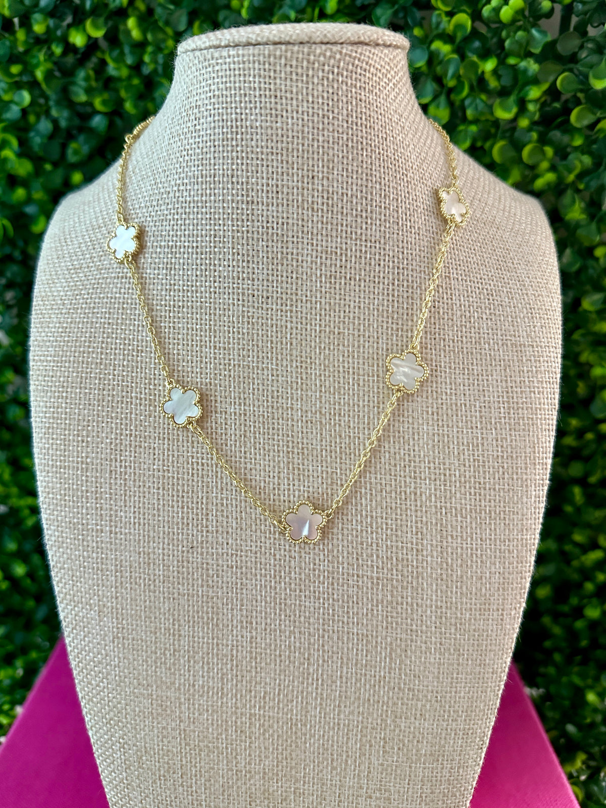 Pearl Clover Station Necklace