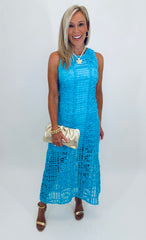 Aquamarine Lace Midi Dress