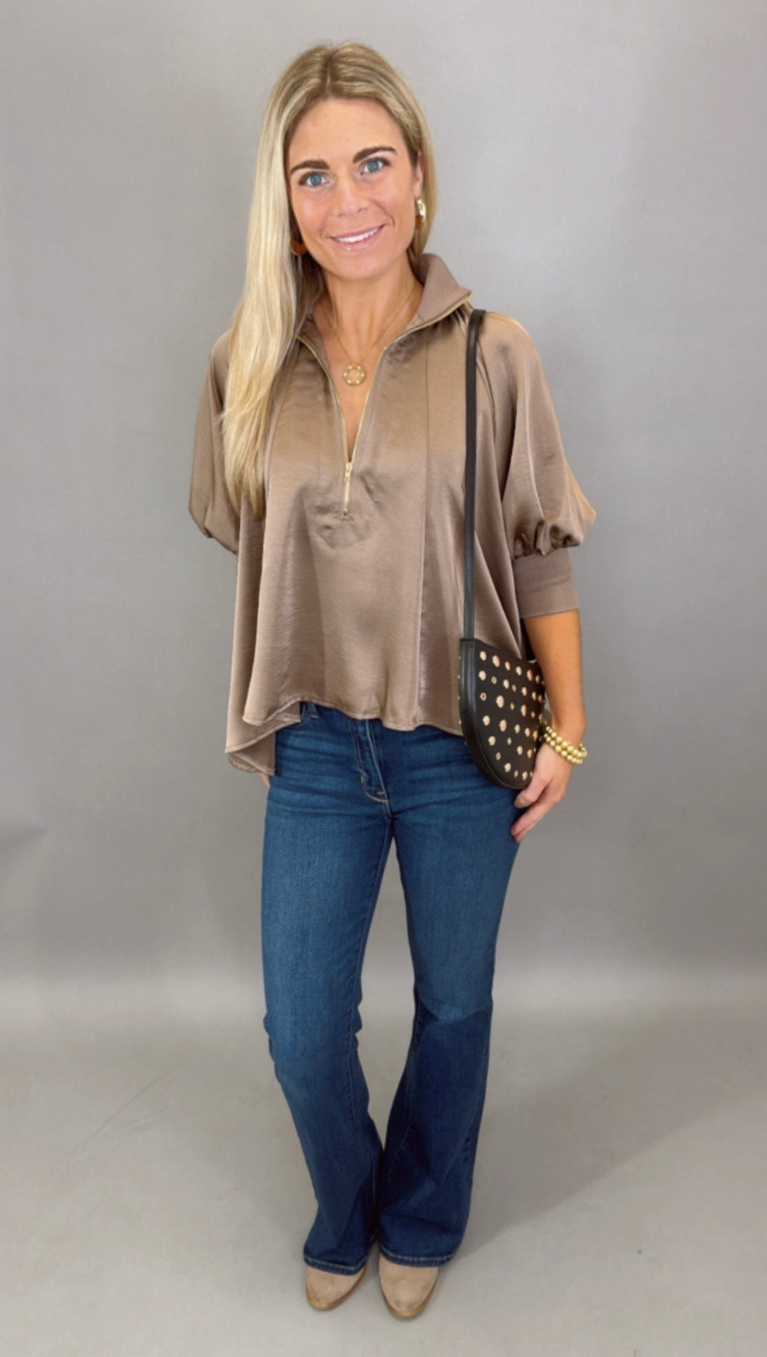 Zip Vogue Top (mocha)