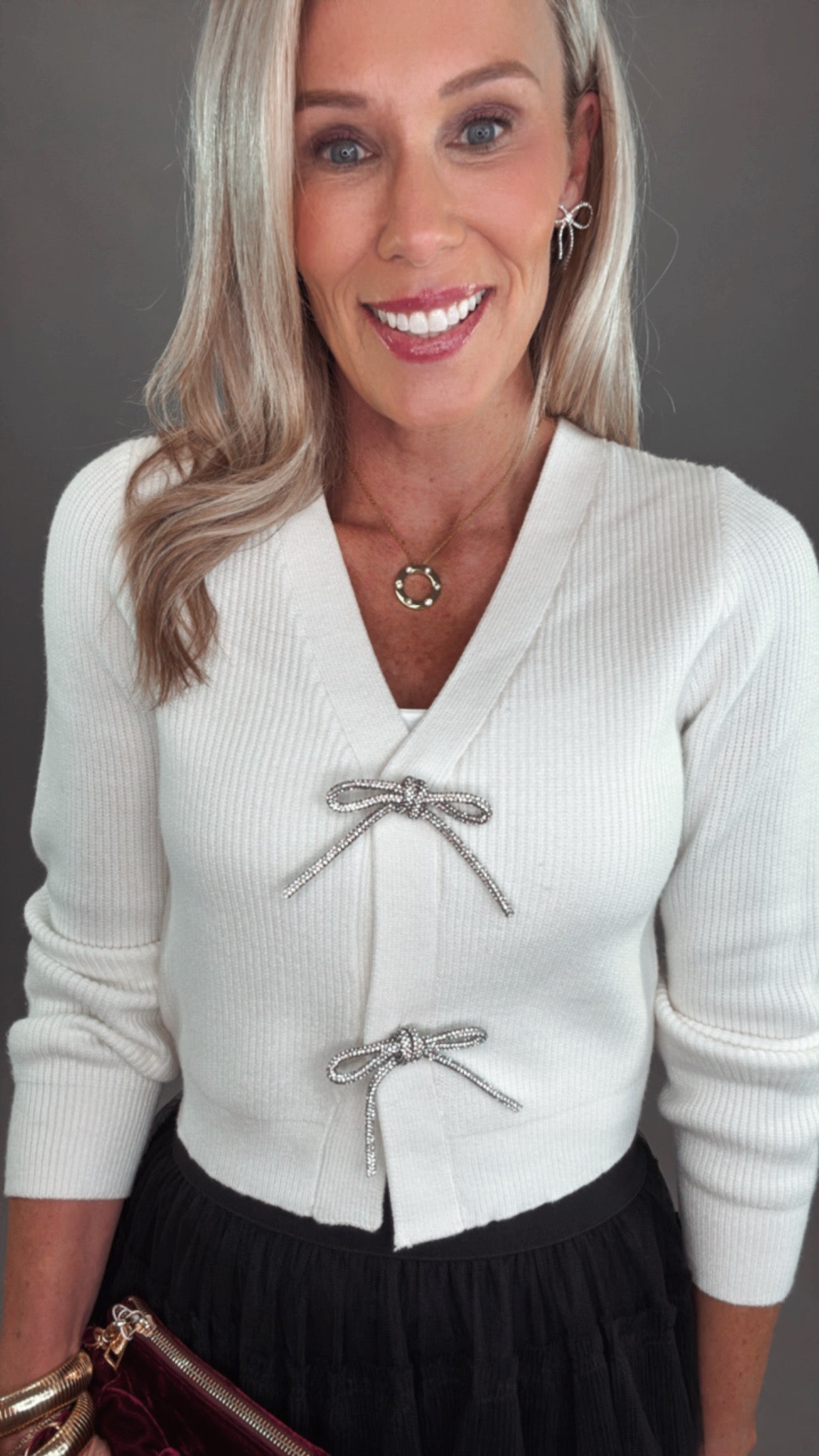 Starlit Bow Cardigan (cream)