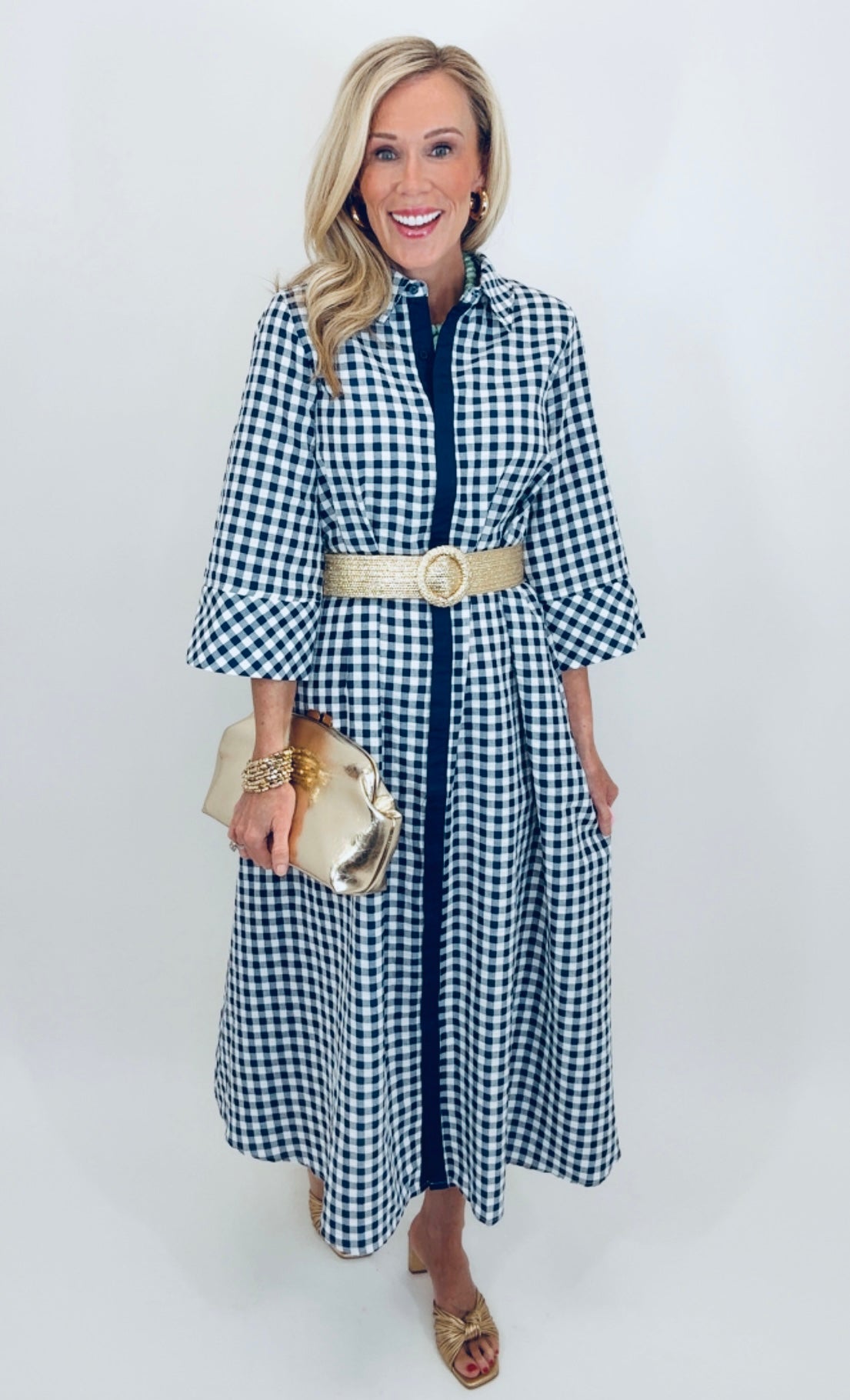 Checked & Collected Dress (navy)