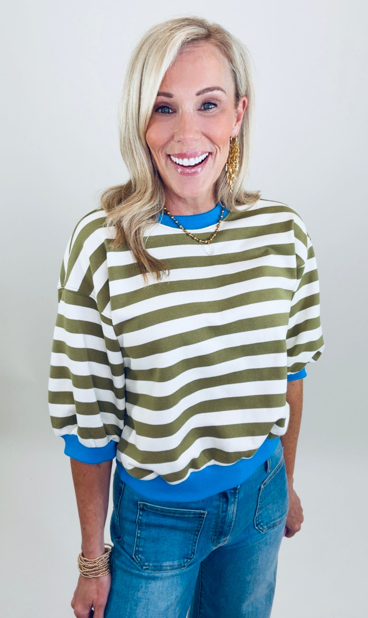 Carefree Stripe Top (olive)
