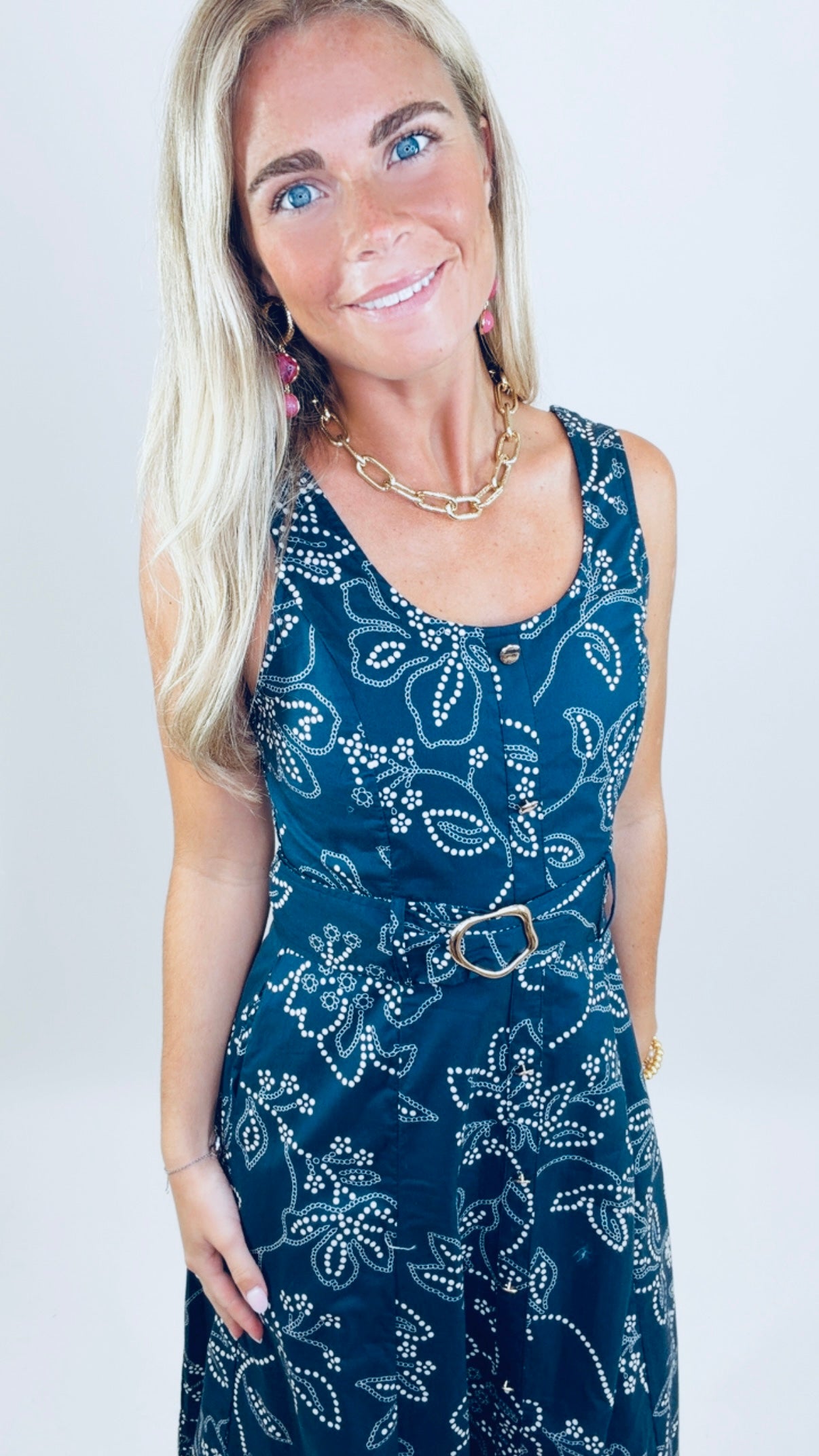 Summer Social Midi Dress (navy)