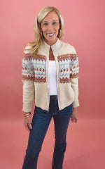 Fair Isle Zip Up Sweater