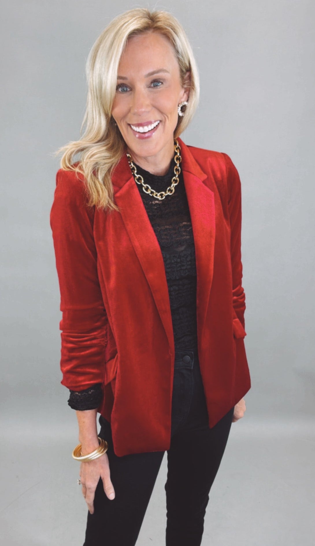 Savoy Velvet Blazer (red)