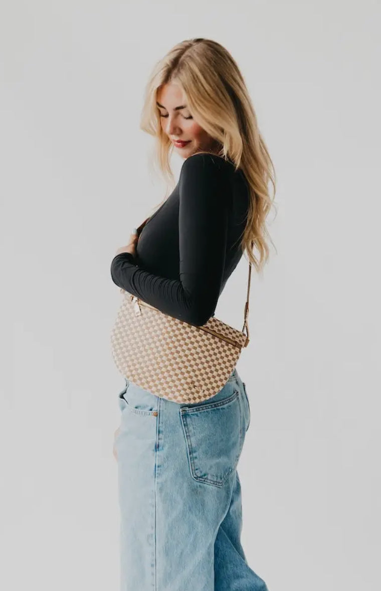 Woven Bum Bag (check brown)