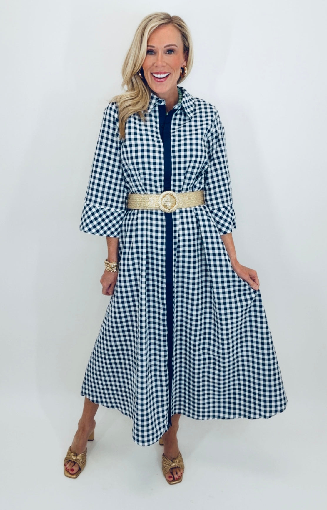 Checked & Collected Dress (navy)