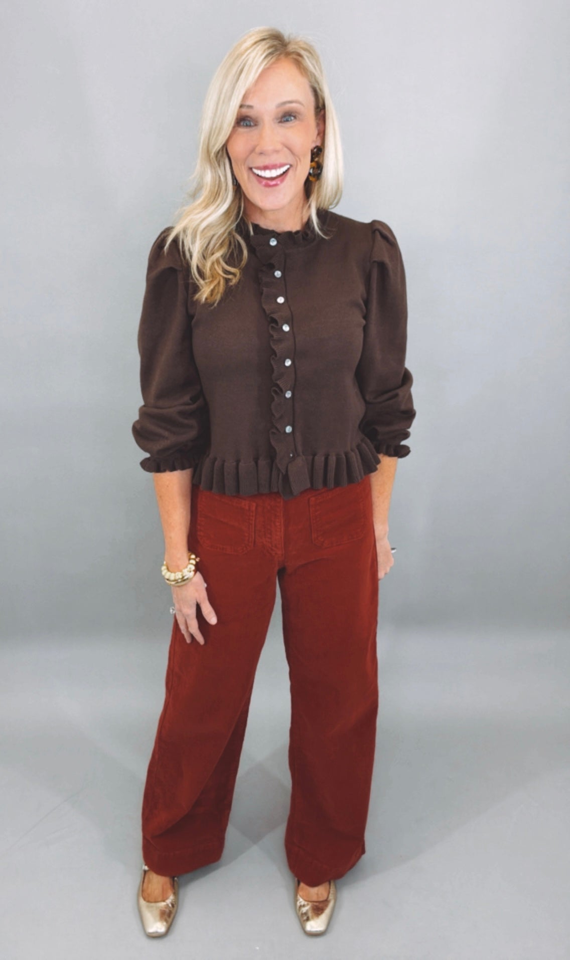 Cocoa Ruffle Cardigan