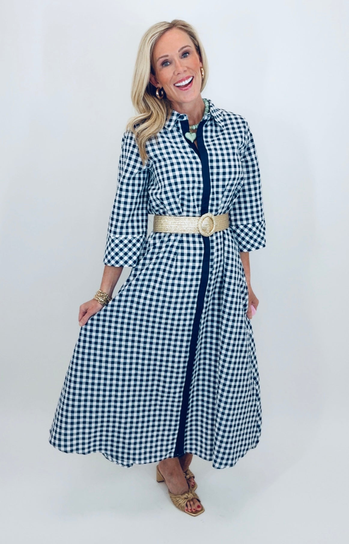 Checked & Collected Dress (navy)