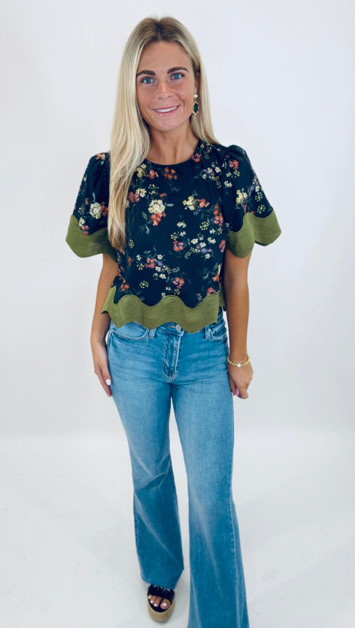 Olive Bloom Top