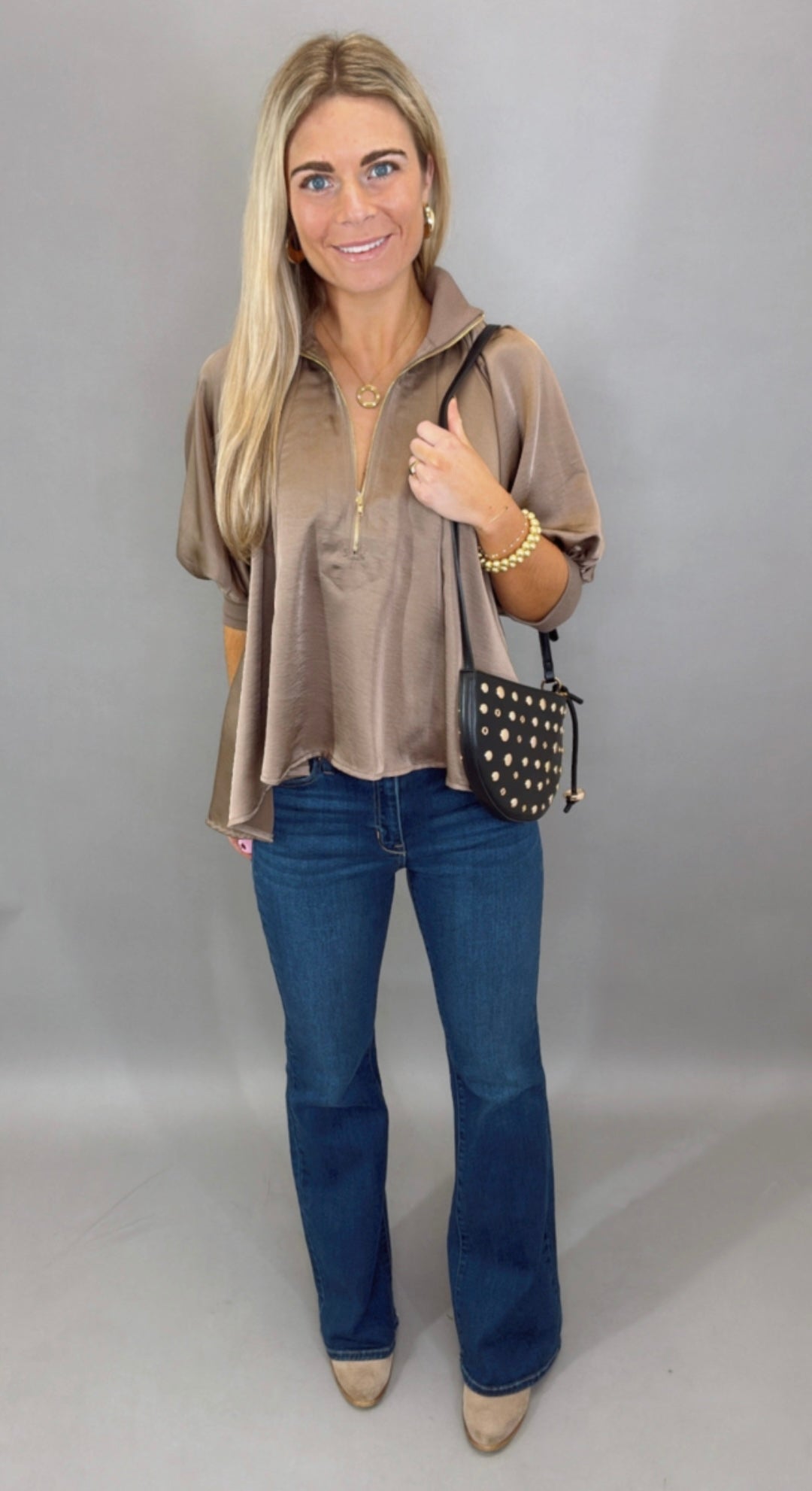 Zip Vogue Top (mocha)