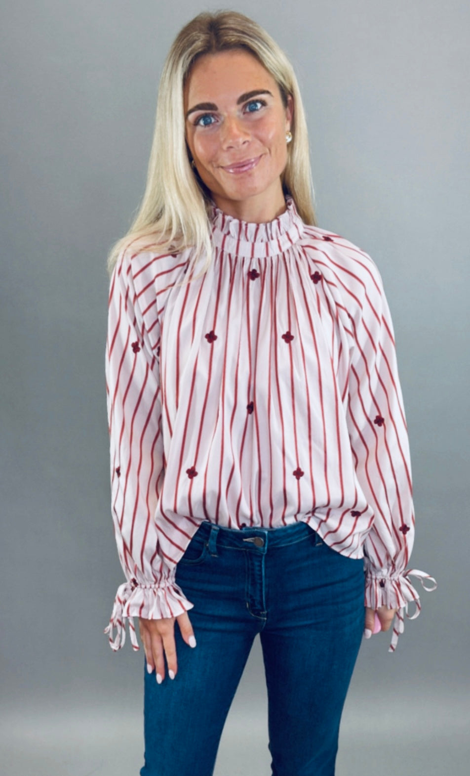 Maison Stripe Blouse (wine)