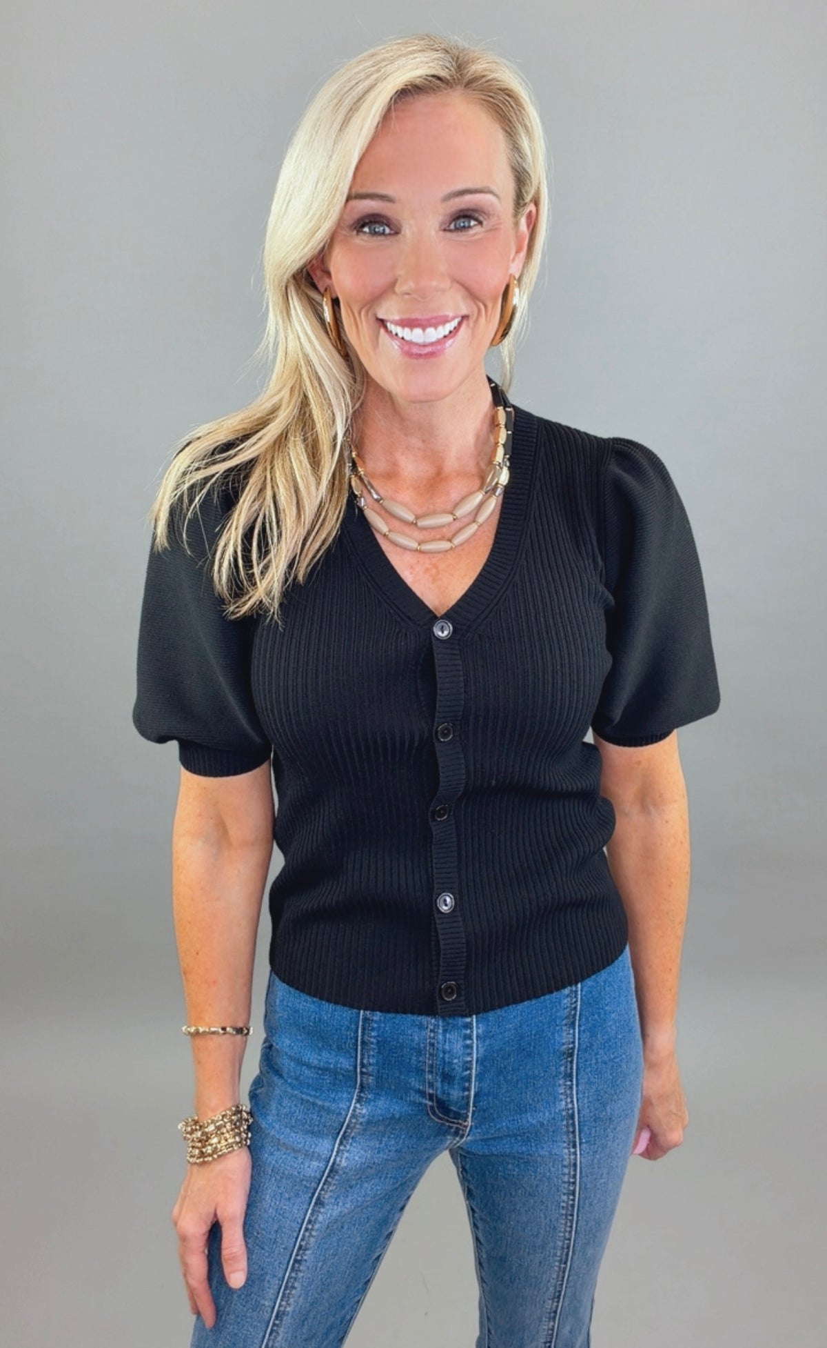Posh Puff Cardigan (black)