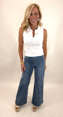 Patch Pocket Flare Jean (med denim)