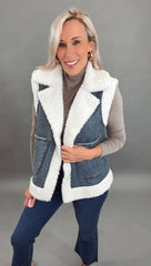 Denim Sherpa Vest