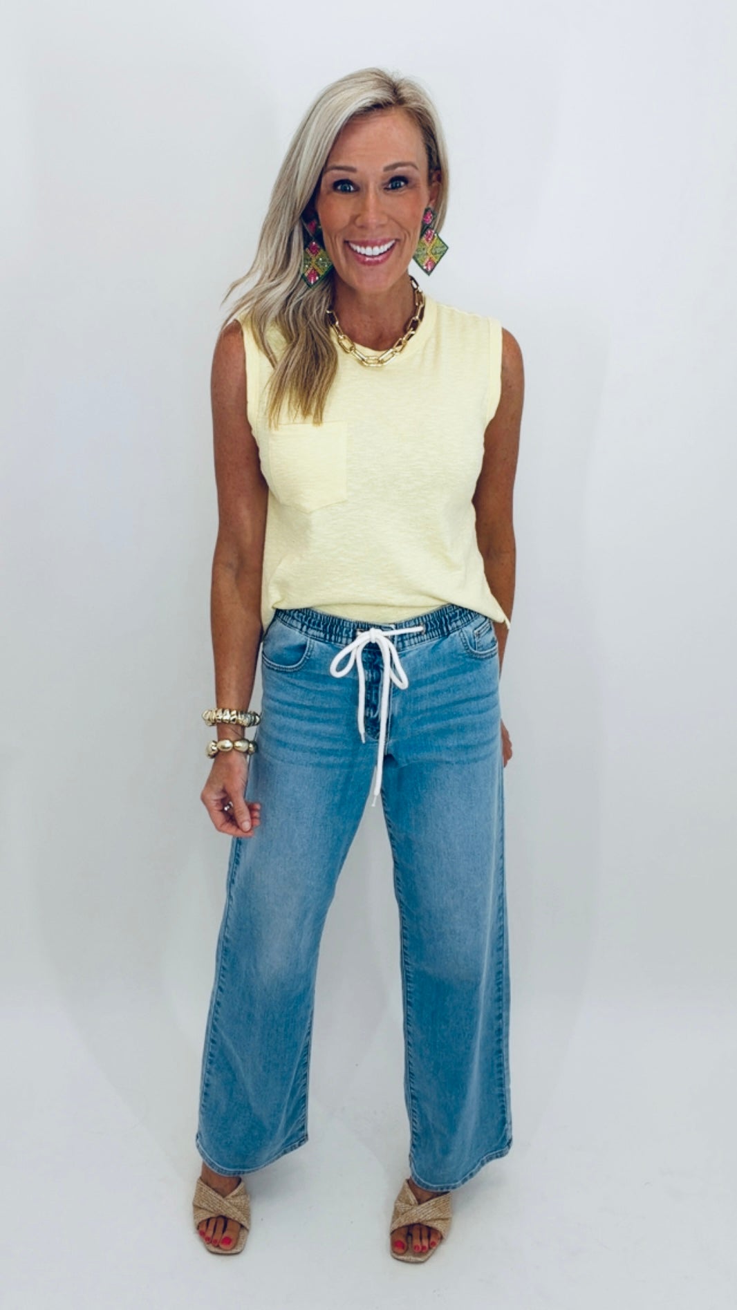 Pulled Together Drawstring Denim