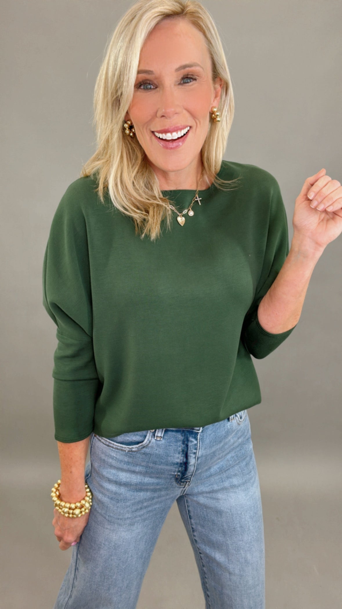 Scuba Dolman Top (hunter green)