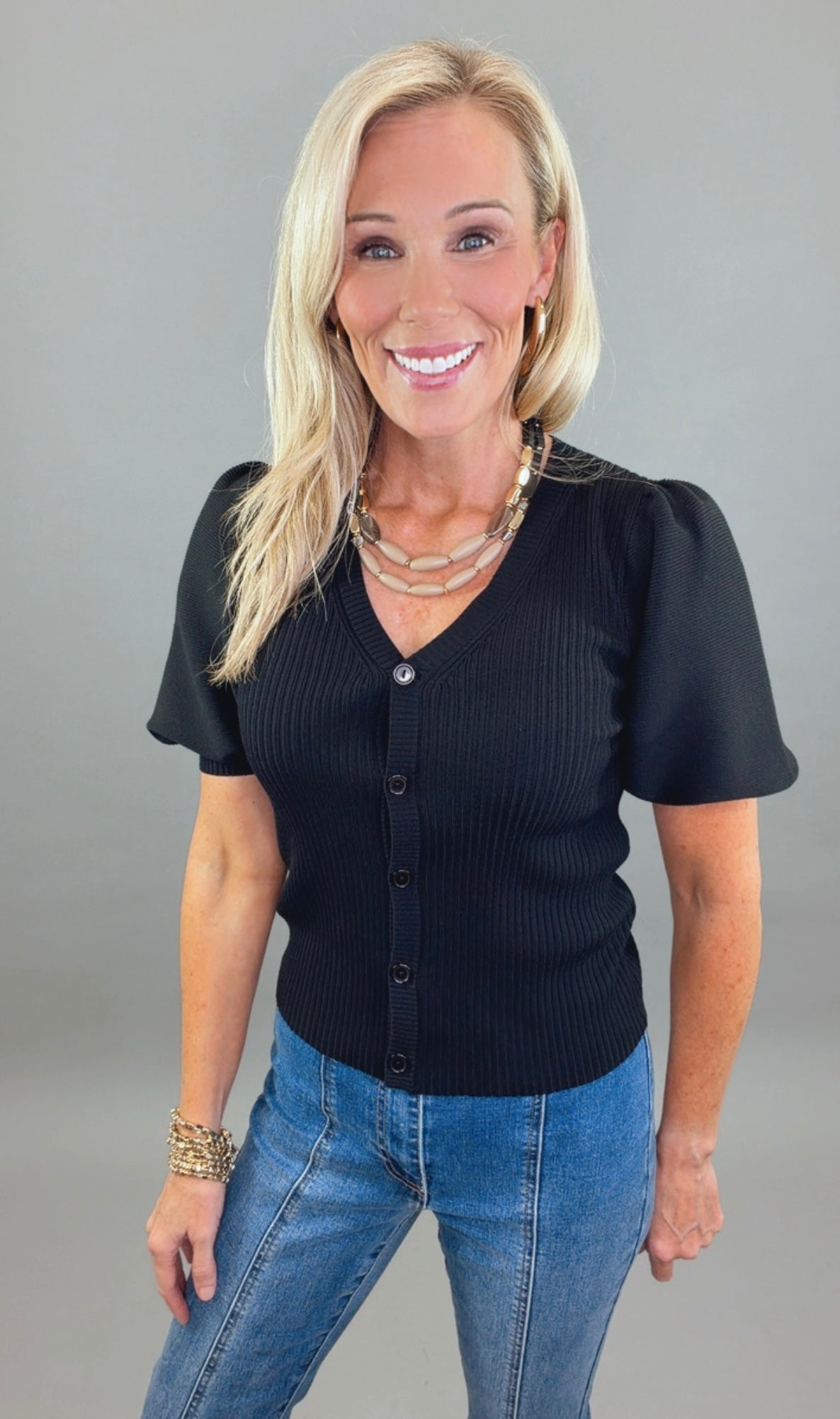 Posh Puff Cardigan (black)