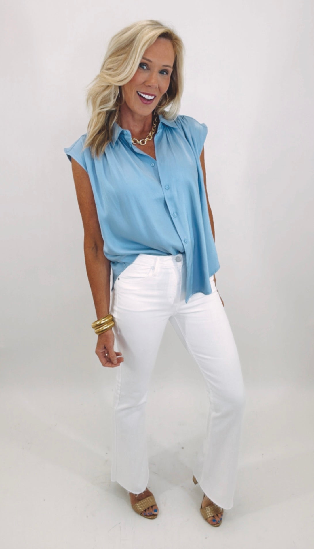 Periwinkle Pop Button-Up