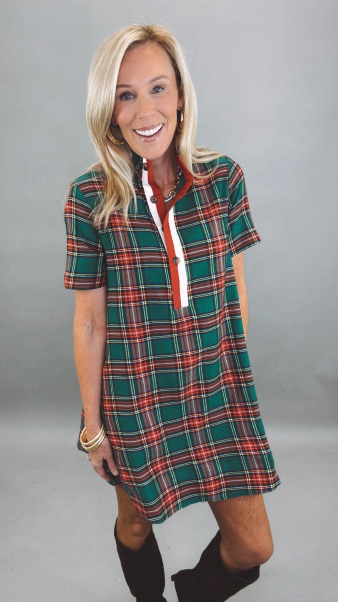 Plaid About You Dress (green)