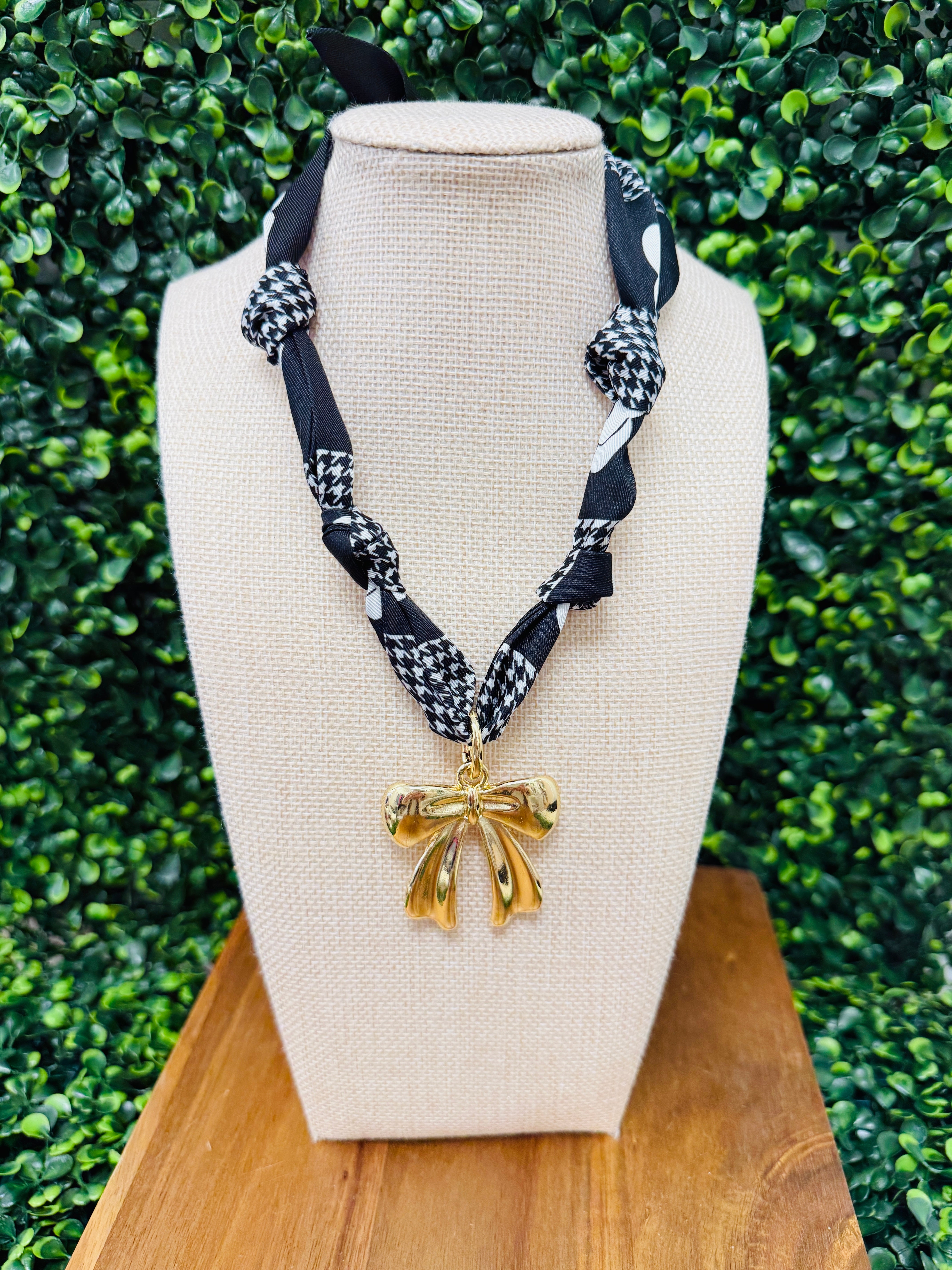 Midnight Bow Scarf Necklace