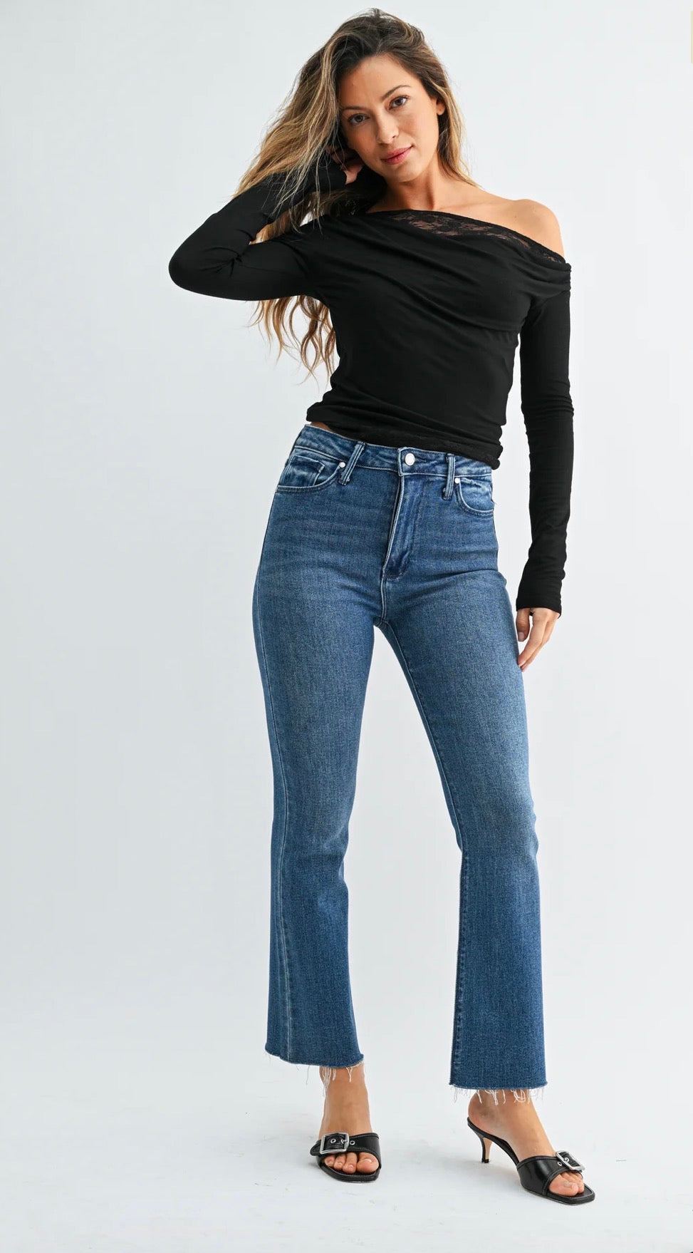 HR Crop Flare (med denim)