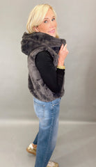 Birdie Hooded Fur Vest (grey)