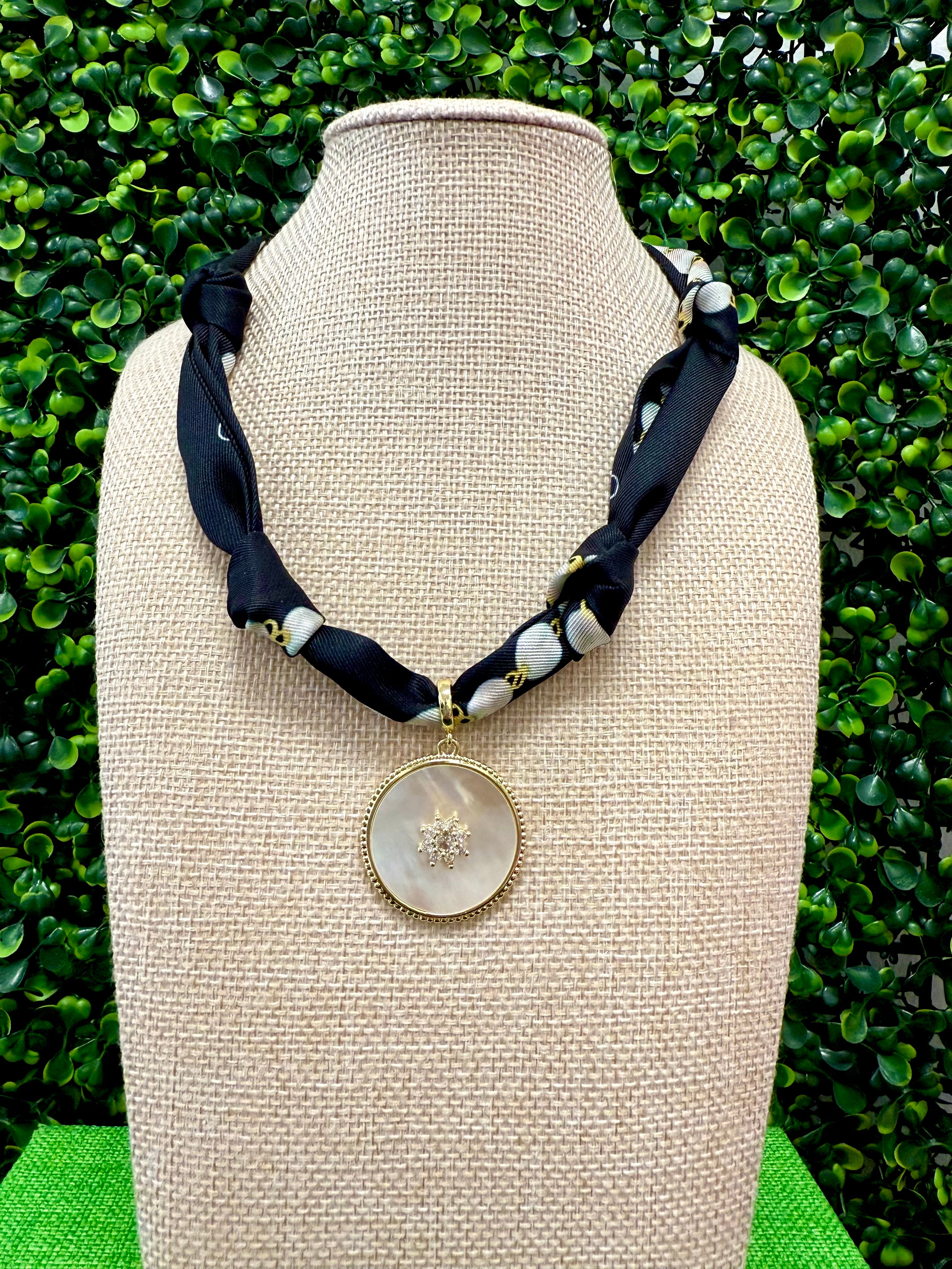 Midnight Medallion Scarf Necklace