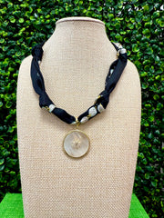 Midnight Medallion Scarf Necklace