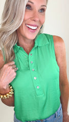 Blossom Button Top (green)