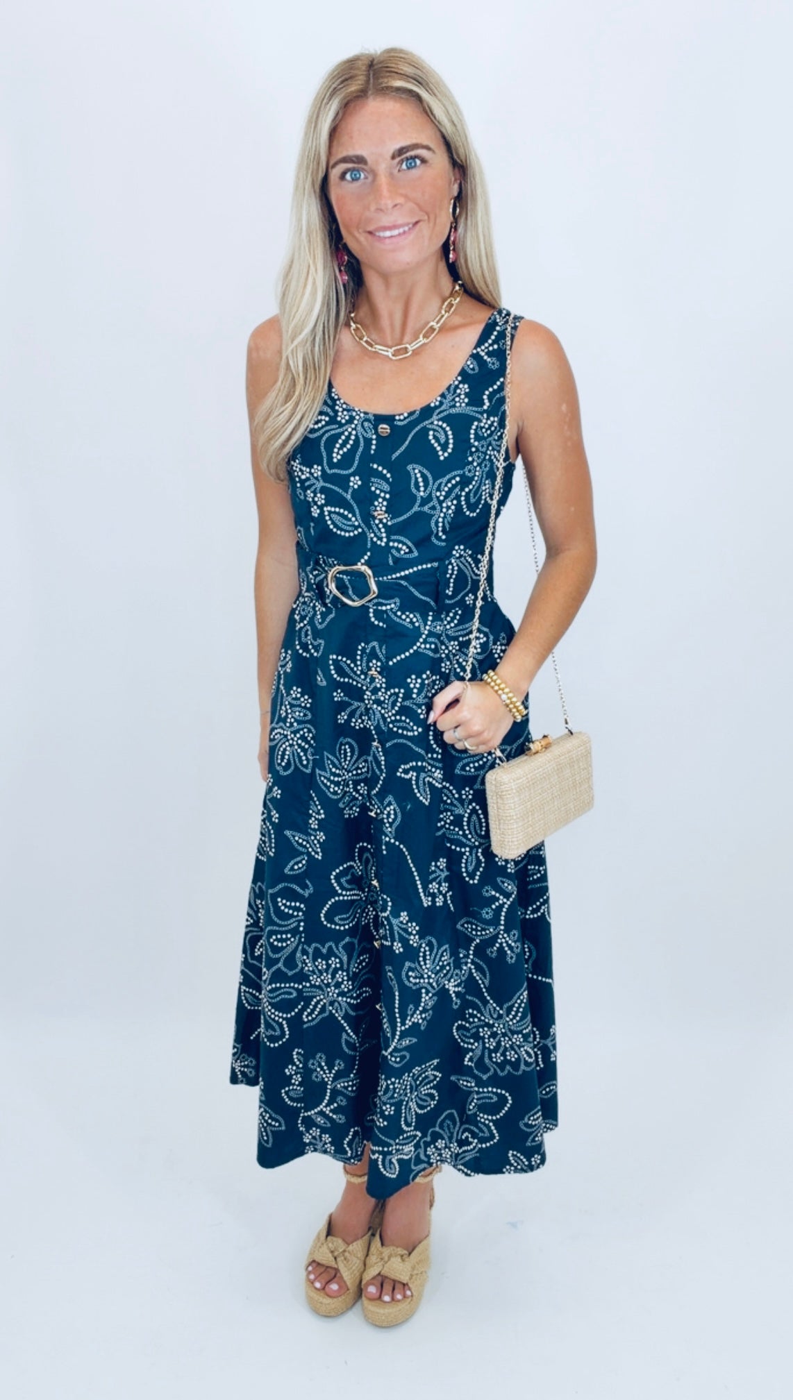 Summer Social Midi Dress (navy)