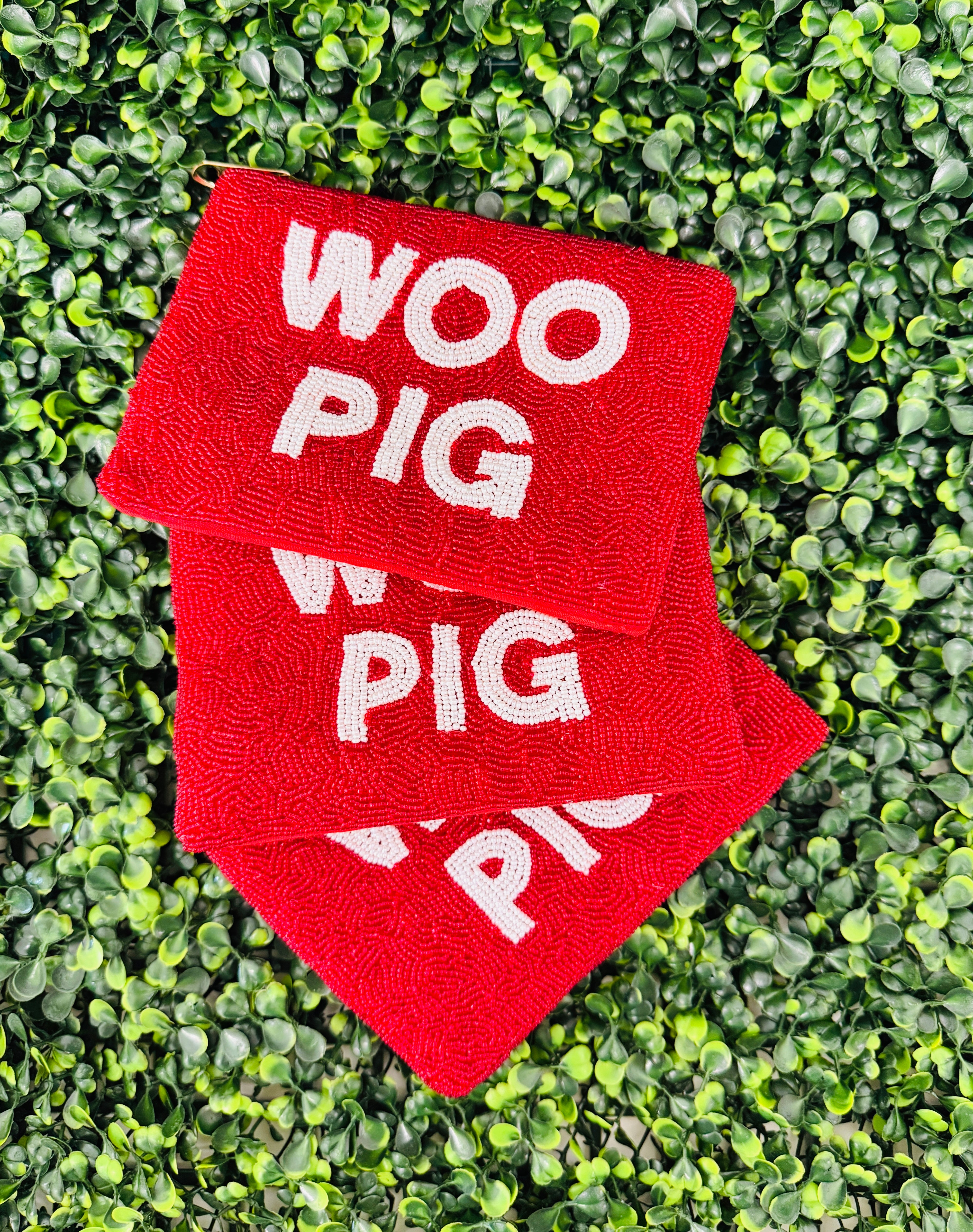 Woo Pig Beaded Pouch