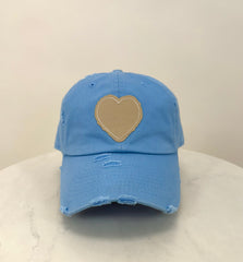 Heart Patch Lt Blue Hat