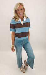Varsity Charm Polo Sweater