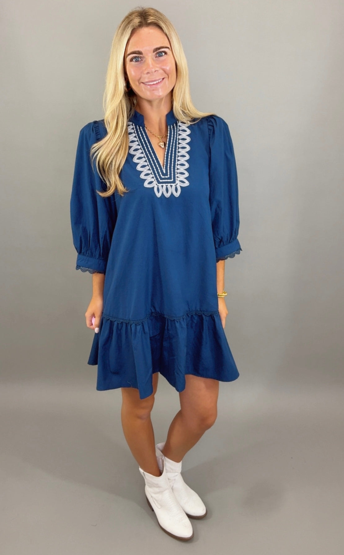 Flirt & Flounce Dress (navy)