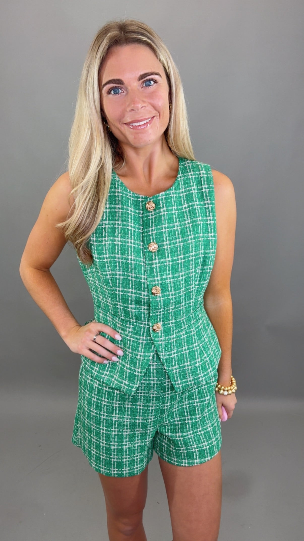 Tweed & Tinsel Vest (green)