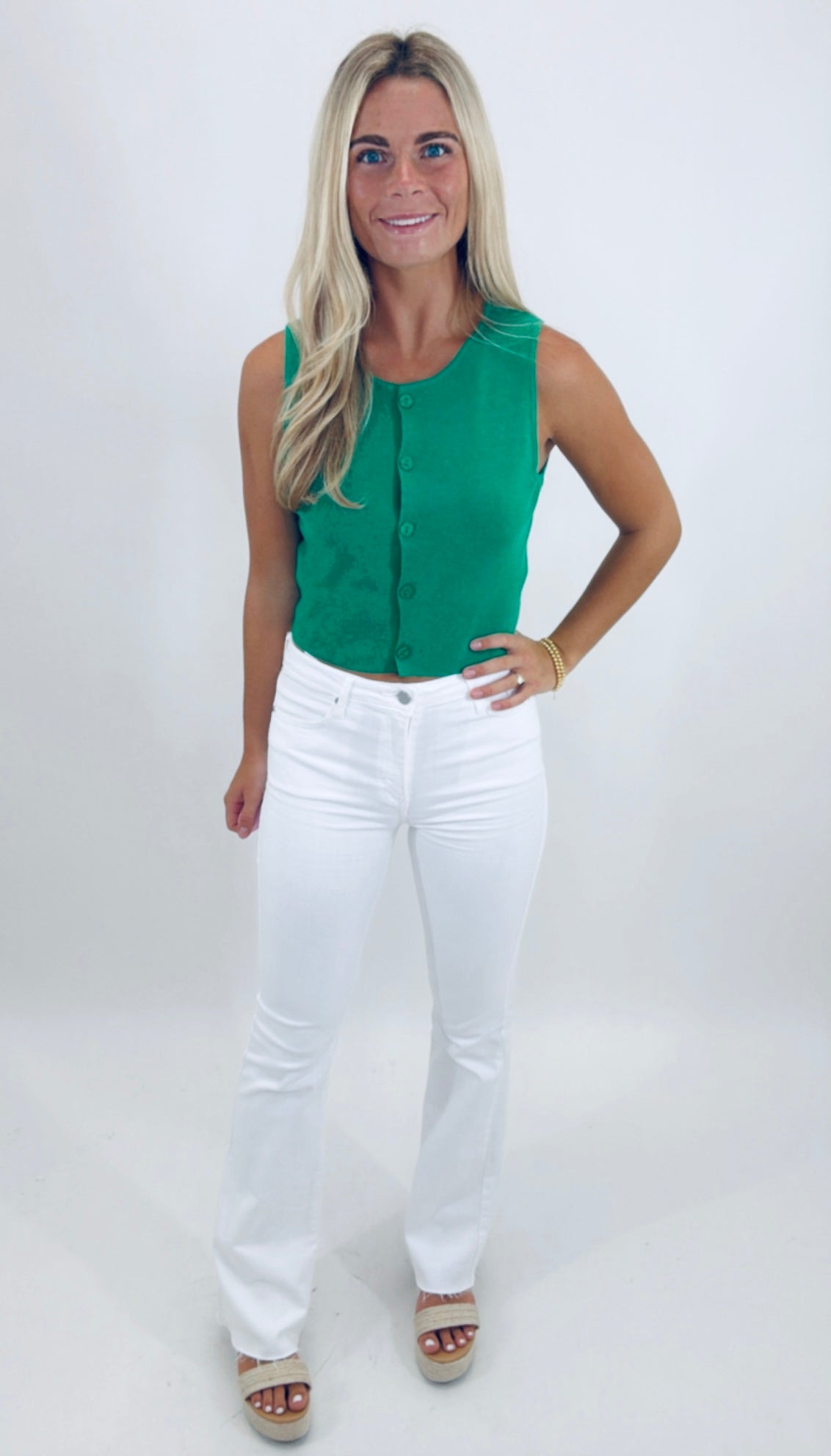 Button Up Babe Top (green)