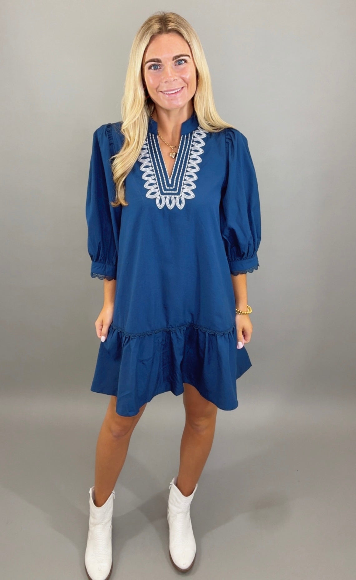 Flirt & Flounce Dress (navy)