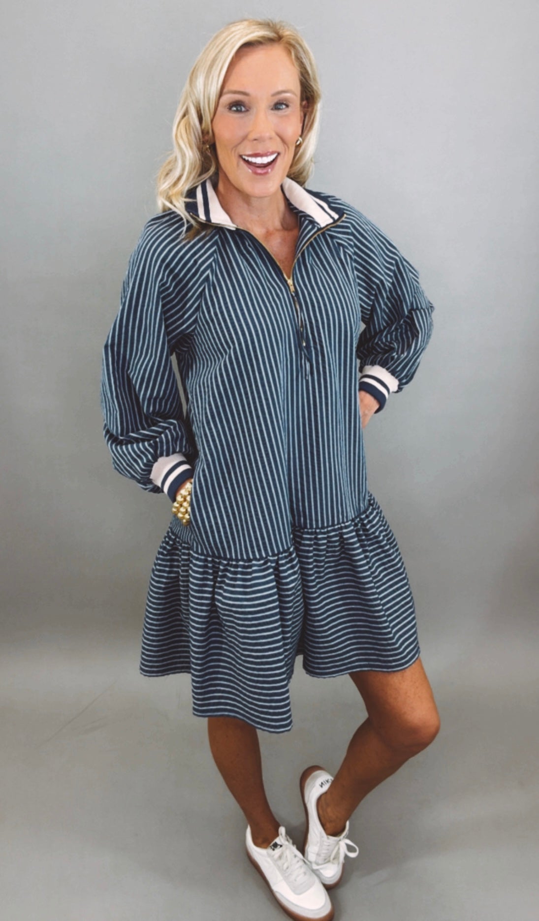 Zip Code Dress (navy)