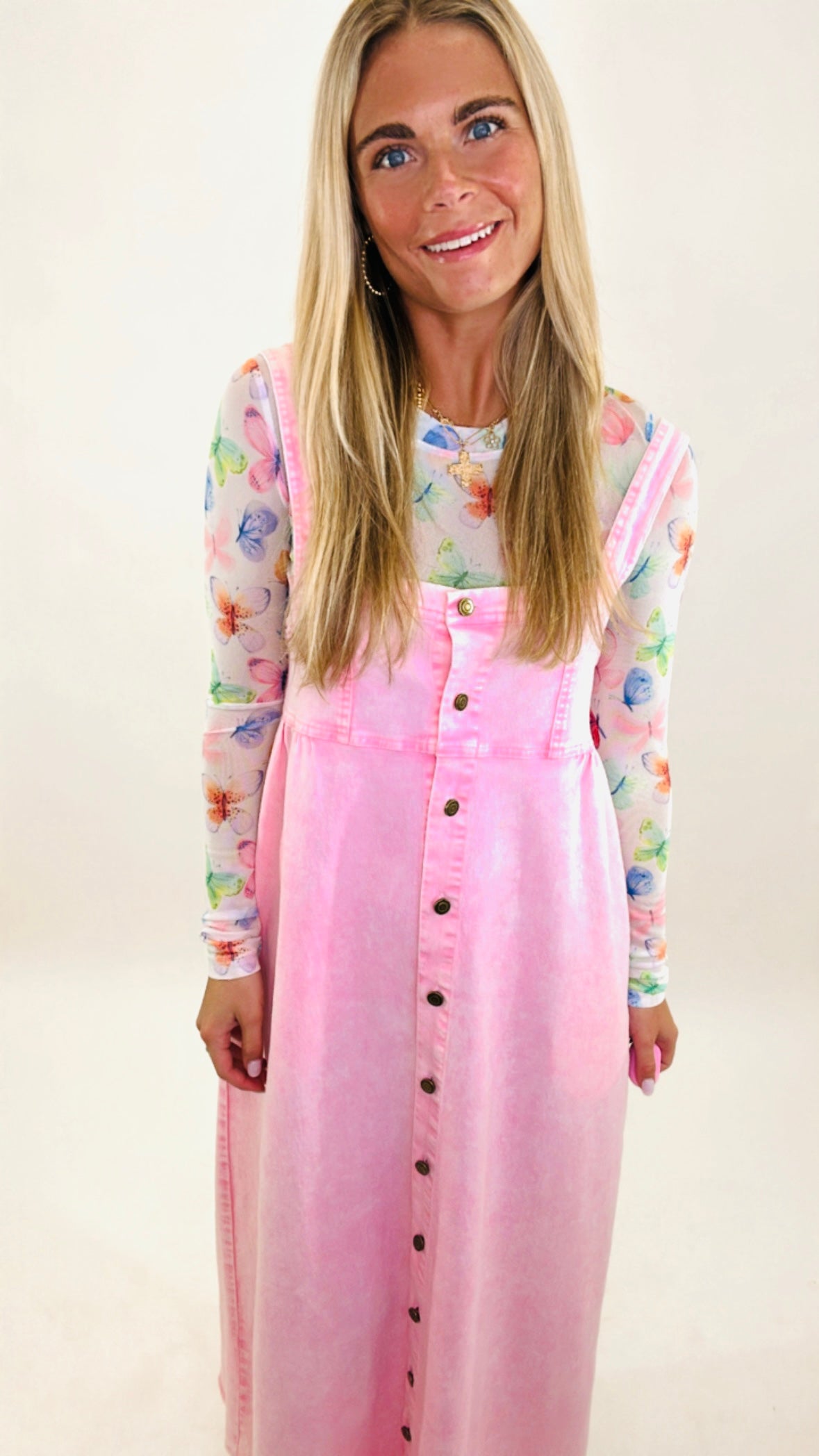 Pink Washed Denim Dress