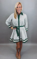 Pinstripe Parlor Dress (hunter green)