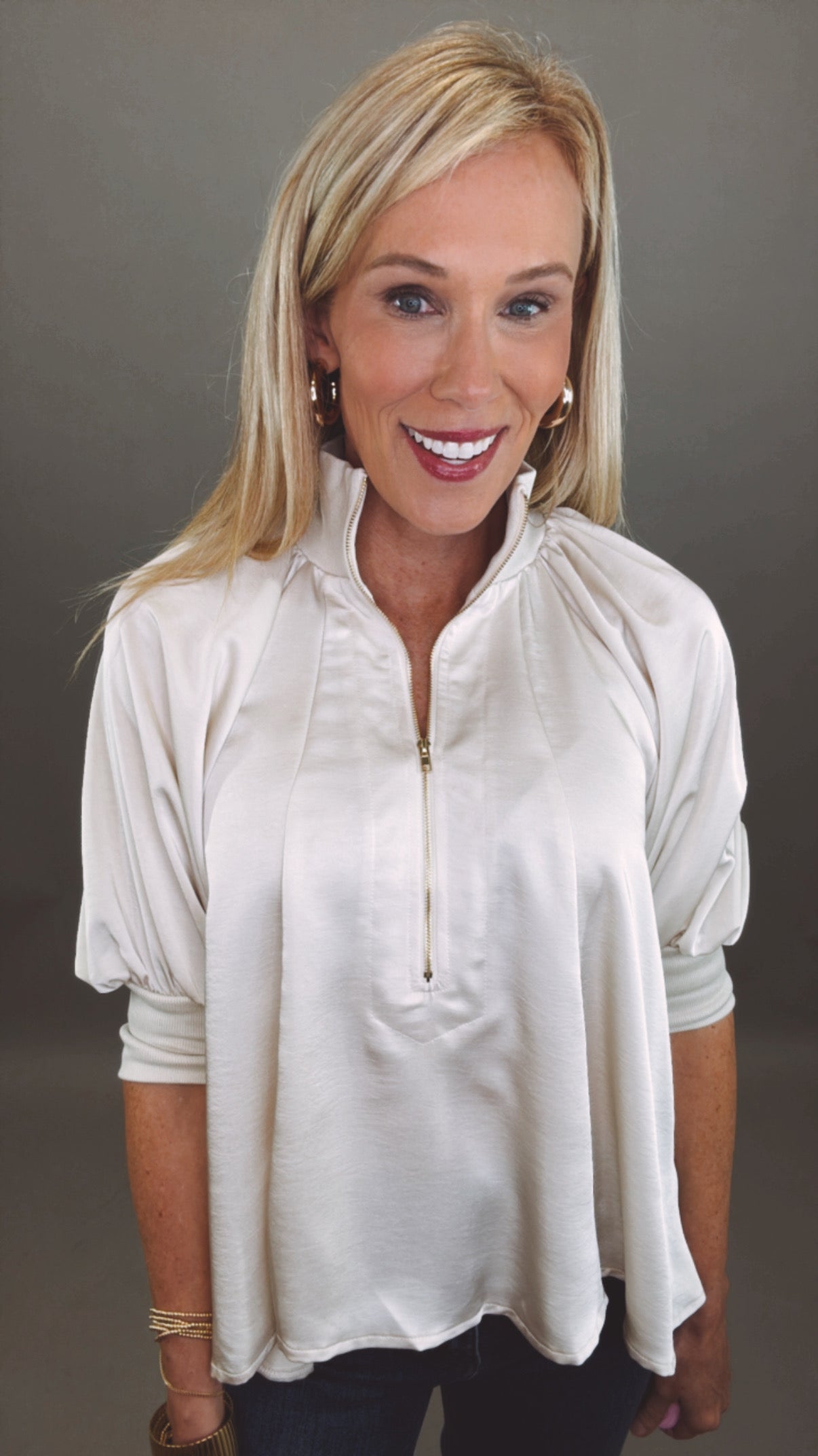 Zip Vogue Top (cream)