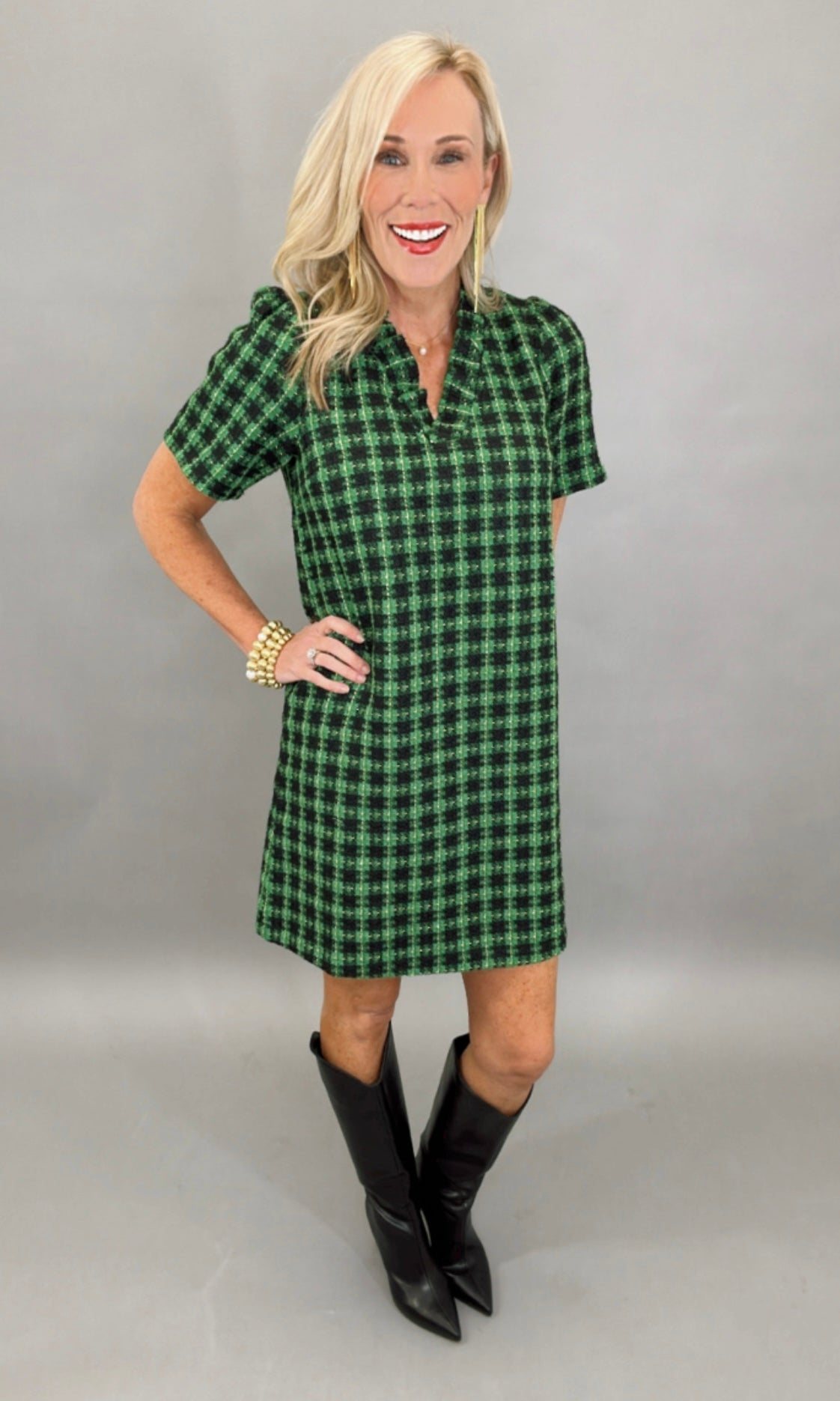 Timeless Tweed Dress (green)