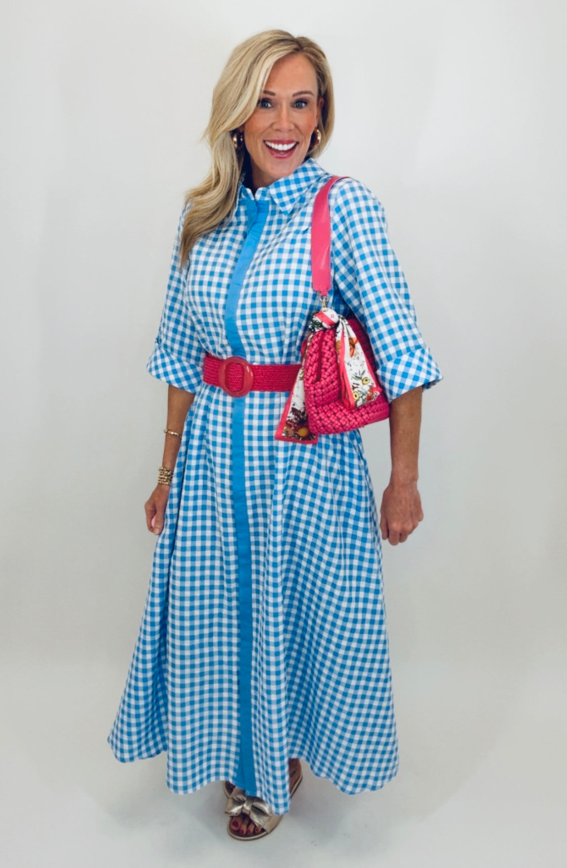 Checked & Collected Dress (lt blue)