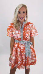 Garden Stripe Pop Dress (orange)