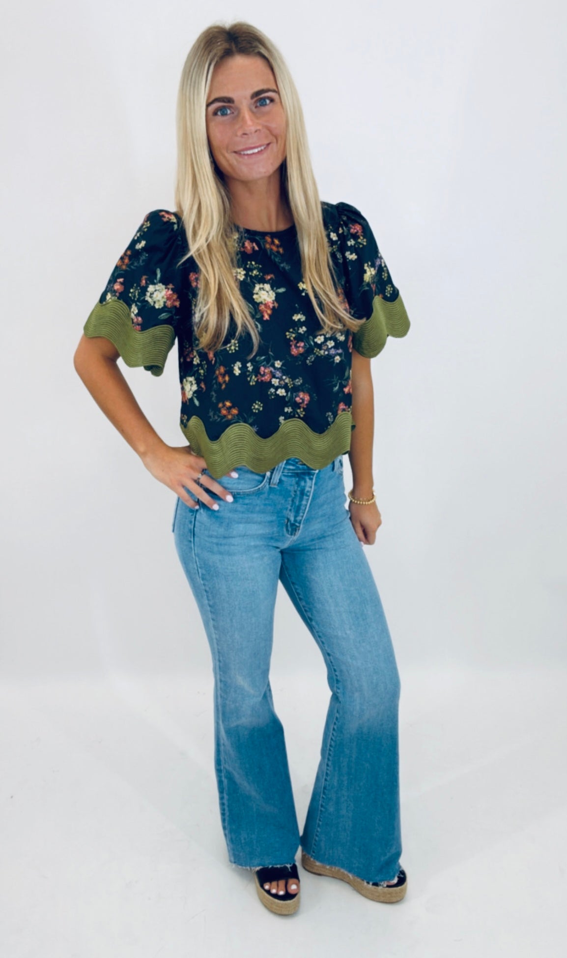 Olive Bloom Top