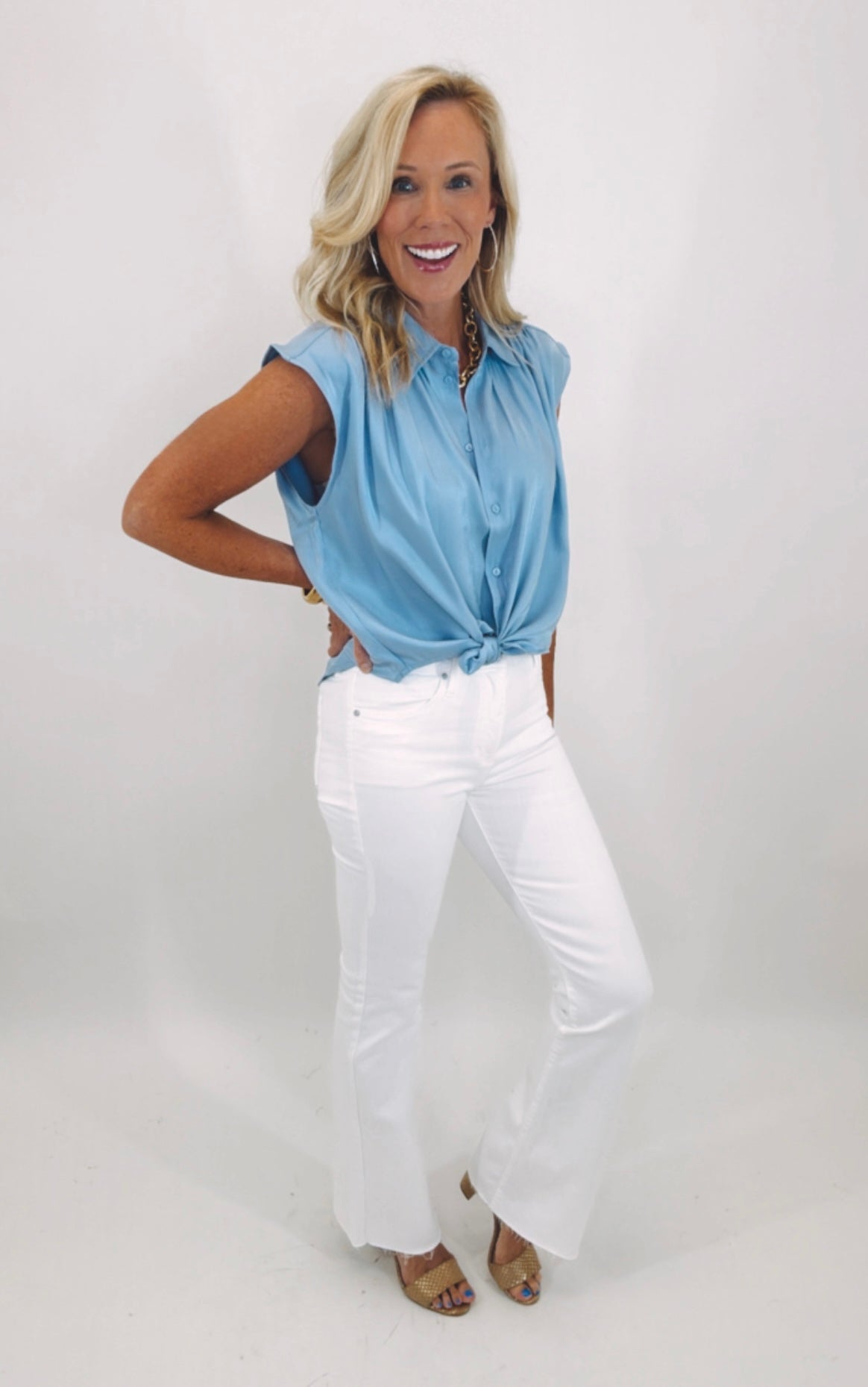 Periwinkle Pop Button-Up