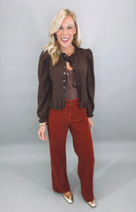 Cocoa Ruffle Cardigan