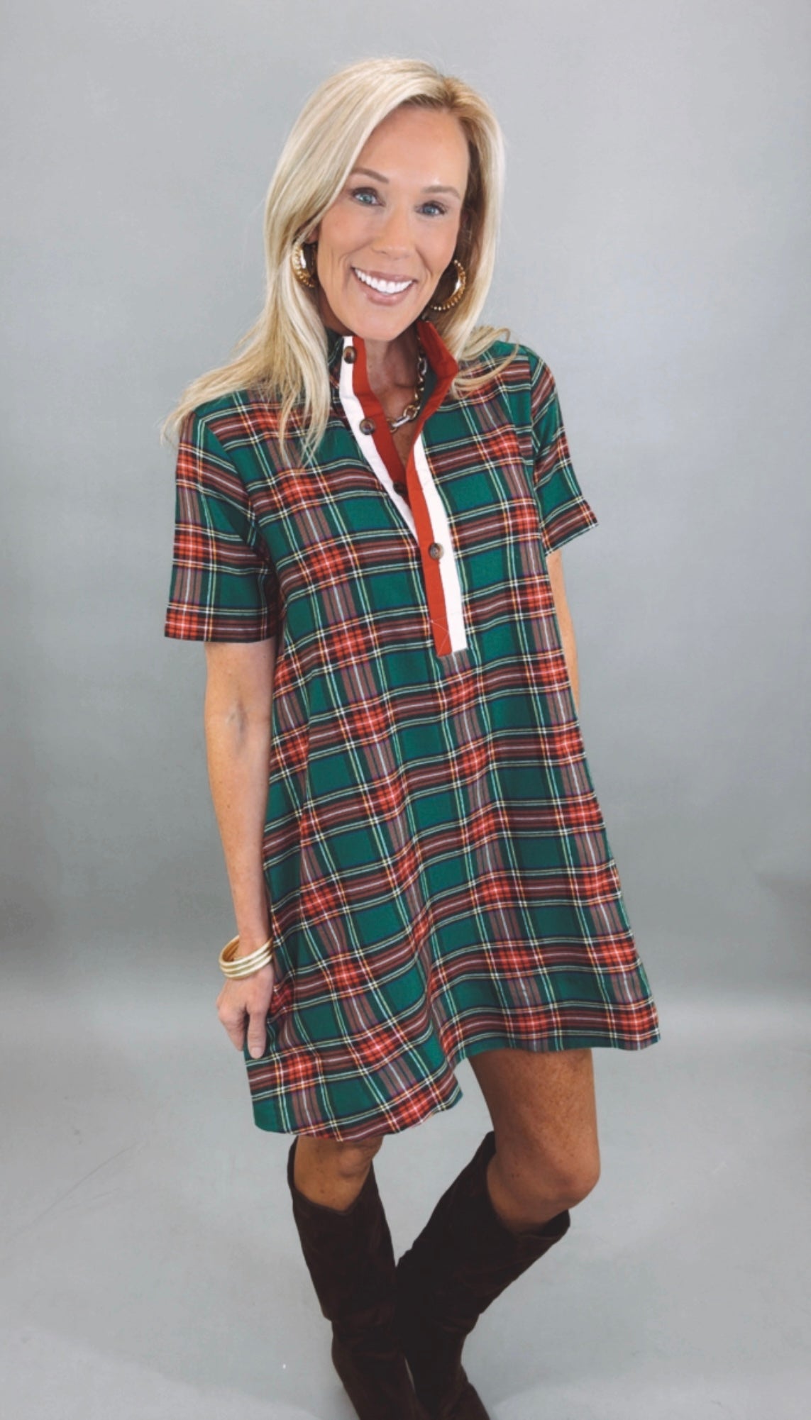 Plaid About You Dress (green)